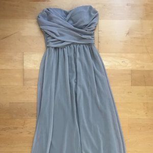 Lulu's Slow Dance Strapless Light Grey Maxi Dress
